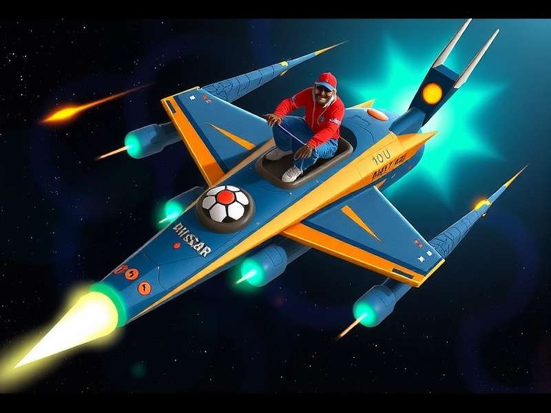 Goan Space Warrior CrickStar ship with cricket player design